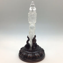 将图片加载到图库查看器，Hand-carved Quartz Crystal Tibetan Vajra With Custom Stand
