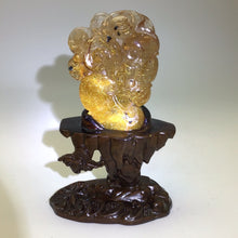 Cargar imagen en el visor de la galería, Golden Rutile Quartz Carved Ru Yi Cluster on Custom Wood Stand
