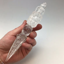 将图片加载到图库查看器，Hand-carved Quartz Crystal Tibetan Vajra With Custom Stand
