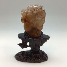 Cargar imagen en el visor de la galería, Golden Rutile Quartz Carved Ru Yi Cluster on Custom Wood Stand
