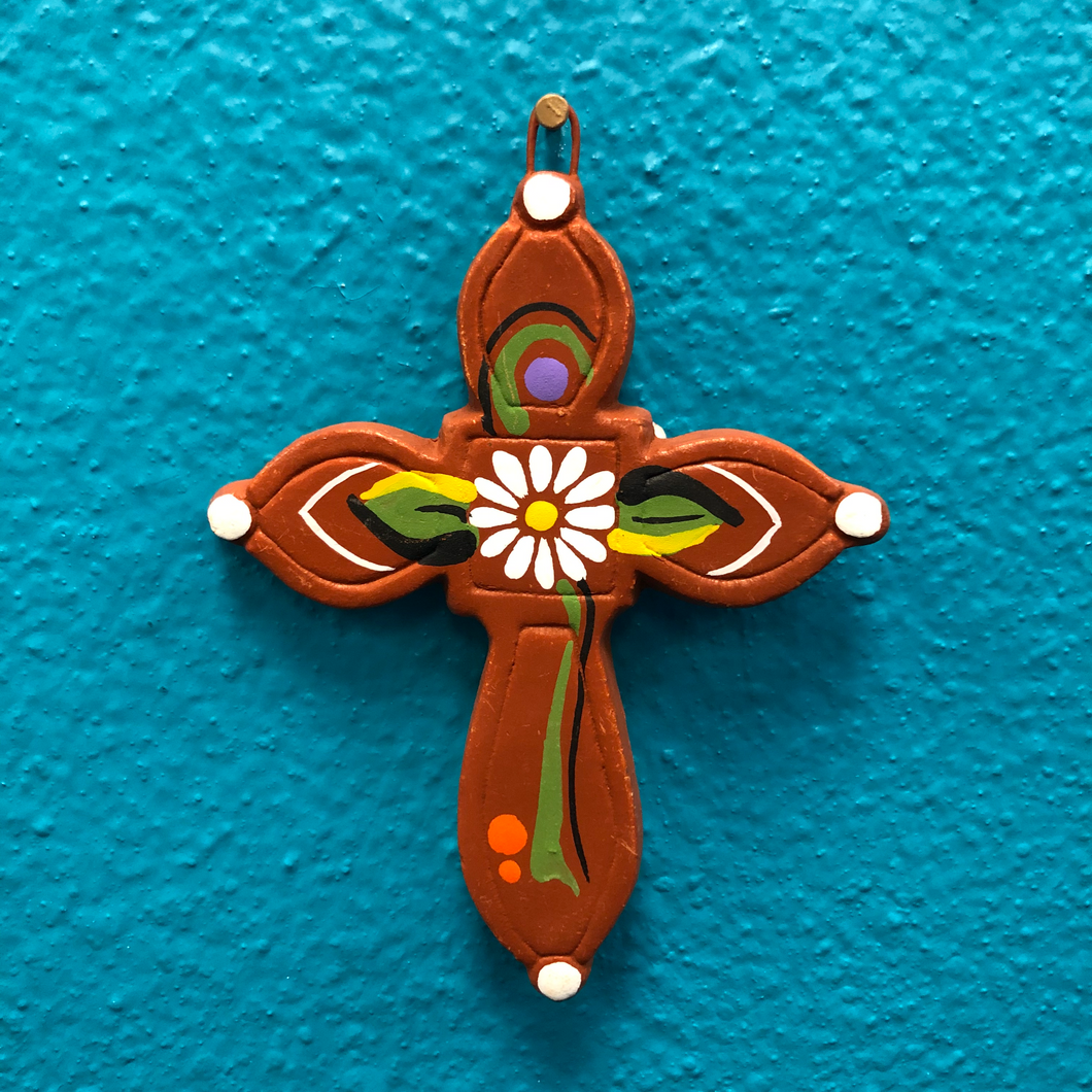 Hand-Made Pottery Cross from Tonala