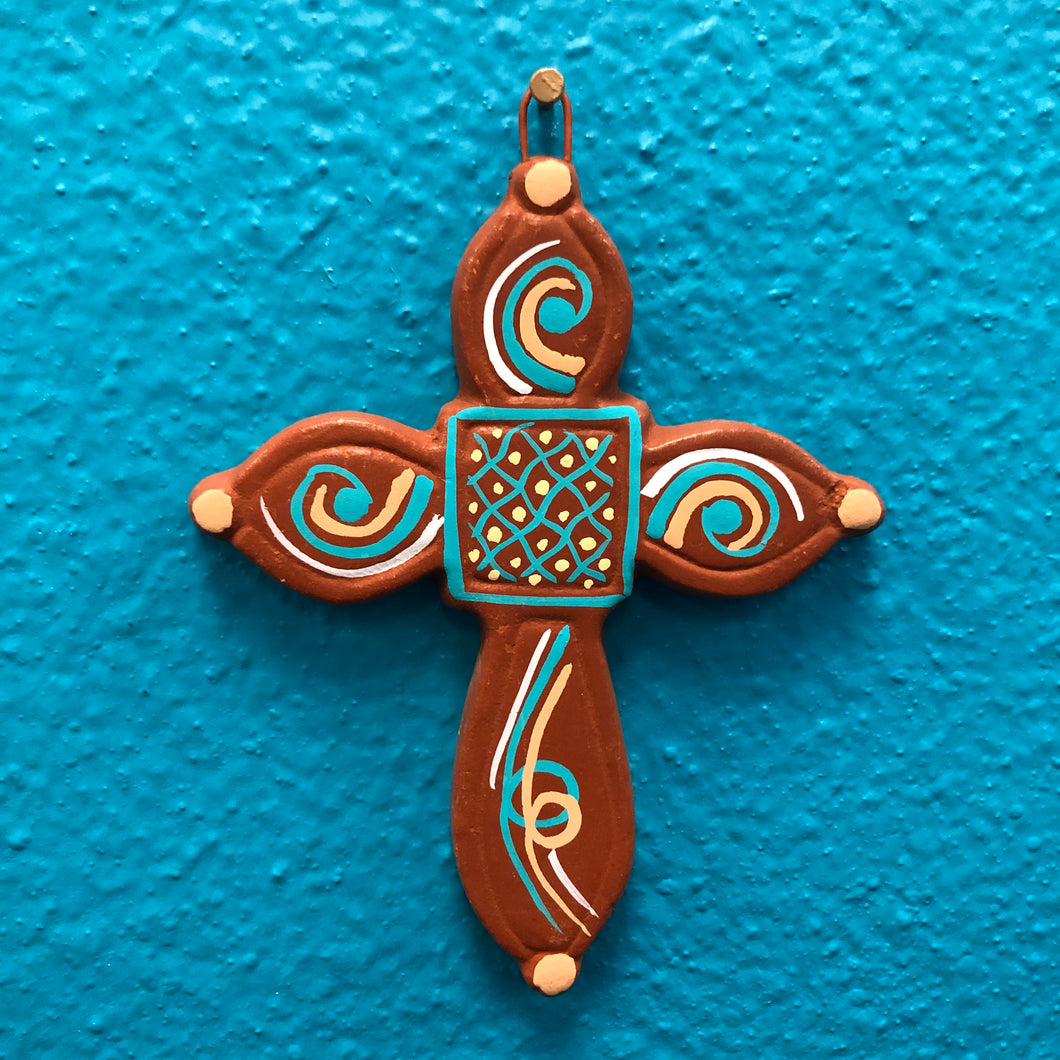 Hand-Made Pottery Cross from Tonala