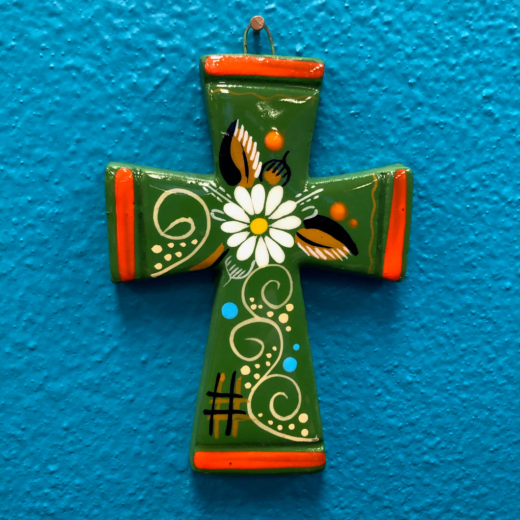 Hand-Made Pottery Cross from Tonala