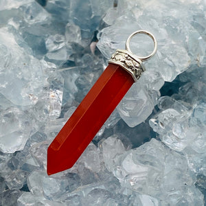 Carnelian Pencil Pendant w Sterling Bale