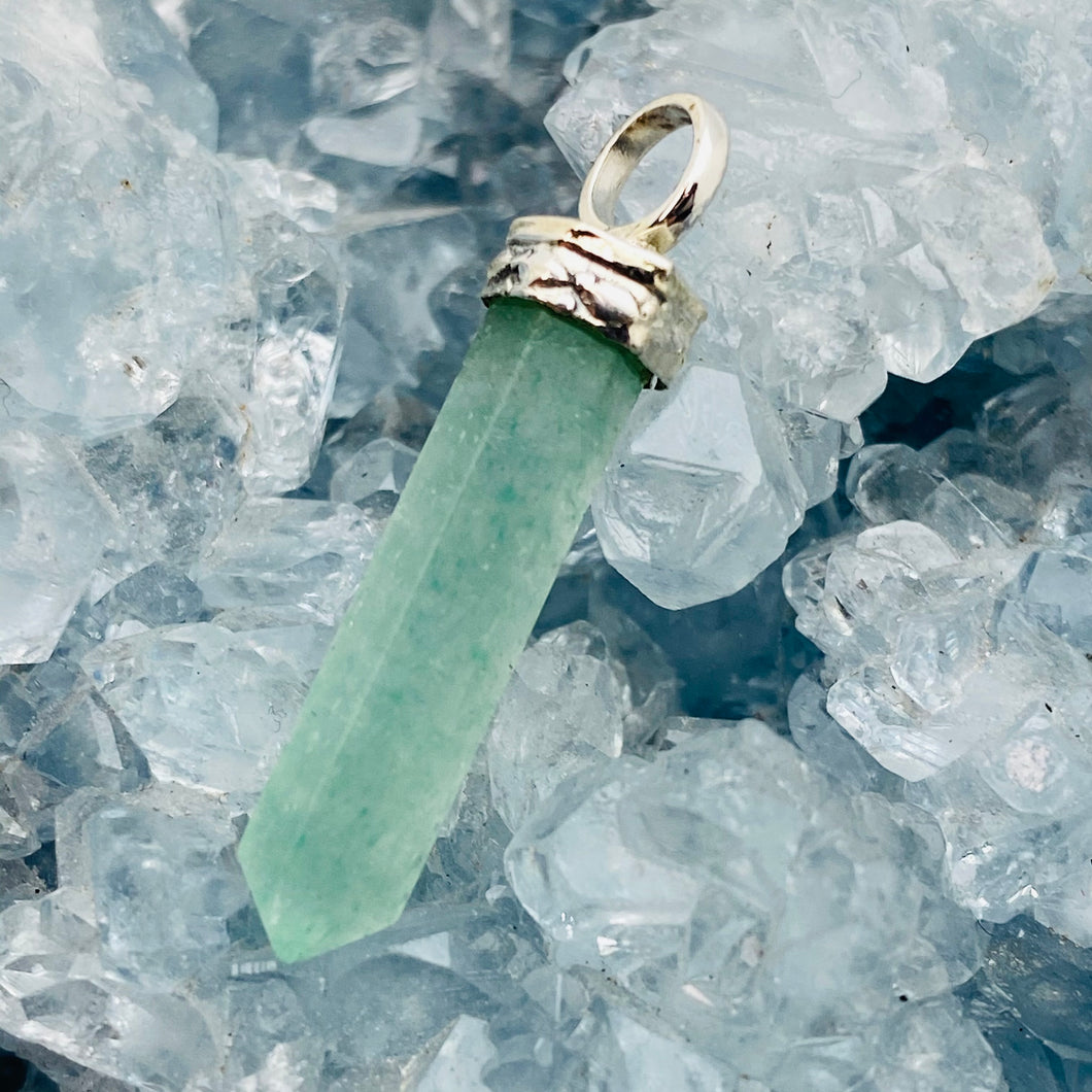 Indian Jade Pencil Pendant w Sterling Bale