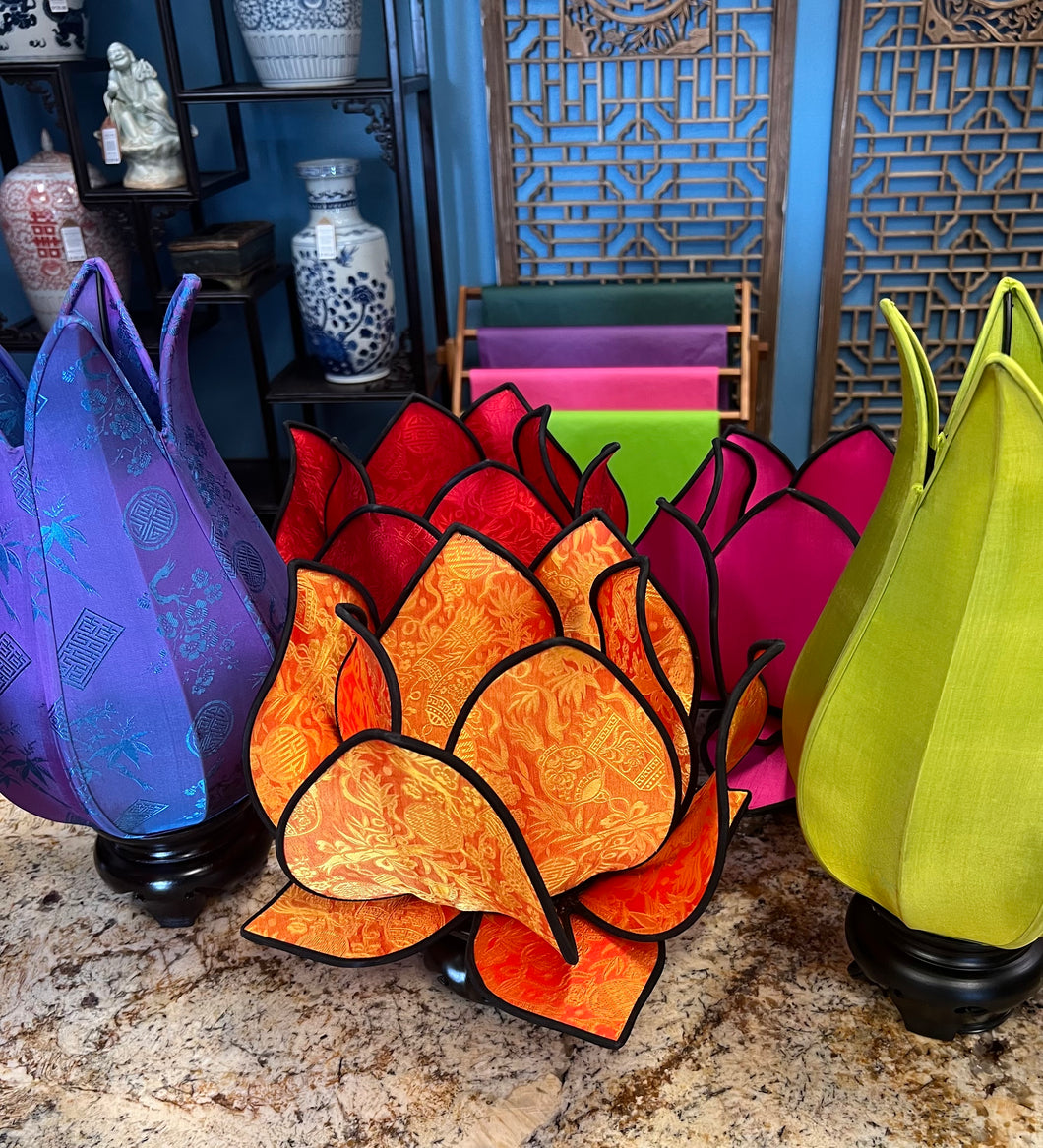 Vietnamese Silk Lotus Lamp