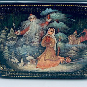 Russian Paper Mache Lacquered Box - Christmas village