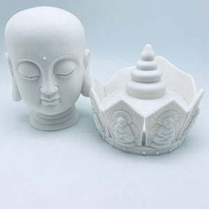 White Porcelain Buddha With crown