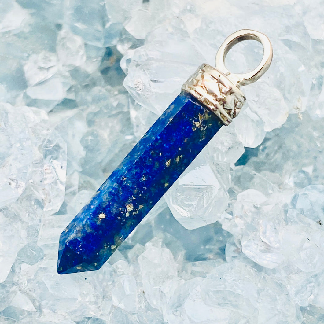 Lapis Lazuli Pencil Pendant w Sterling Bale
