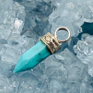 American Turquoise Pencil Pendant w Sterling Bale