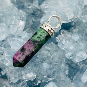 Ruby Fuchite Pencil Pendant w Sterling Bale