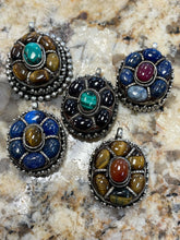 Load image into Gallery viewer, Brass and stone pendants
