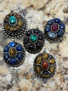 Brass and stone pendants