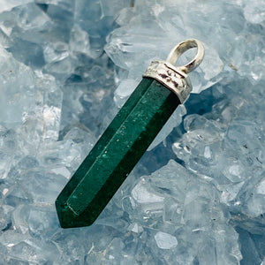 Green Aventurine Pencil Pendant w Sterling Bale