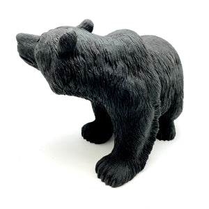 Hand Carved Obsidian Bear