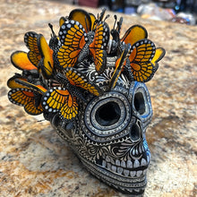 Cargar imagen en el visor de la galería, Black and Silver Monarch Skull, Mexico
