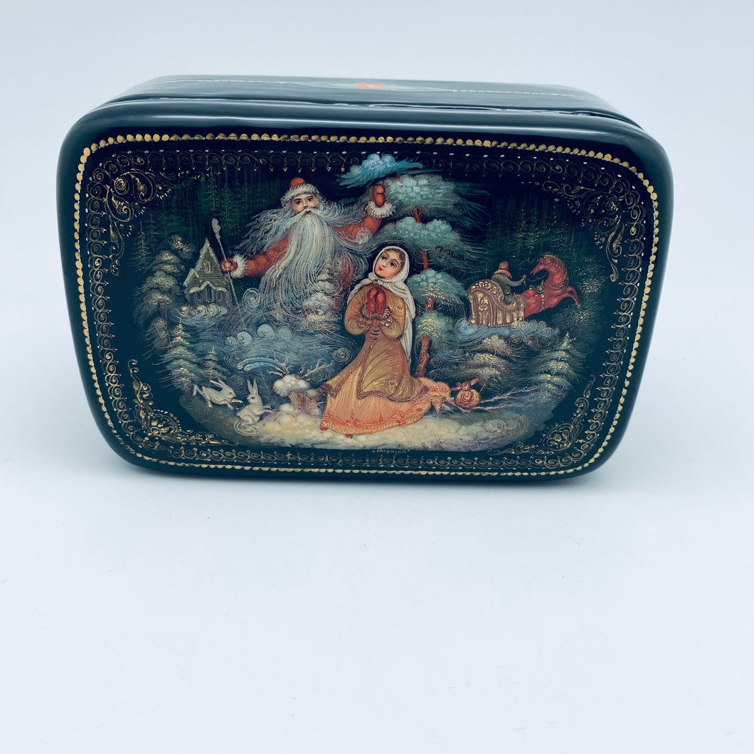 Russian Paper Mache Lacquered Box - Christmas village