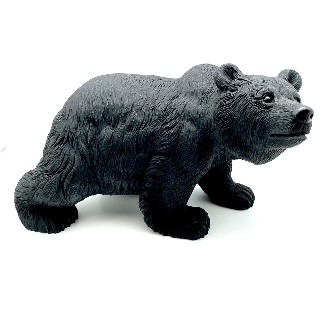 Hand Carved Obsidian Bear