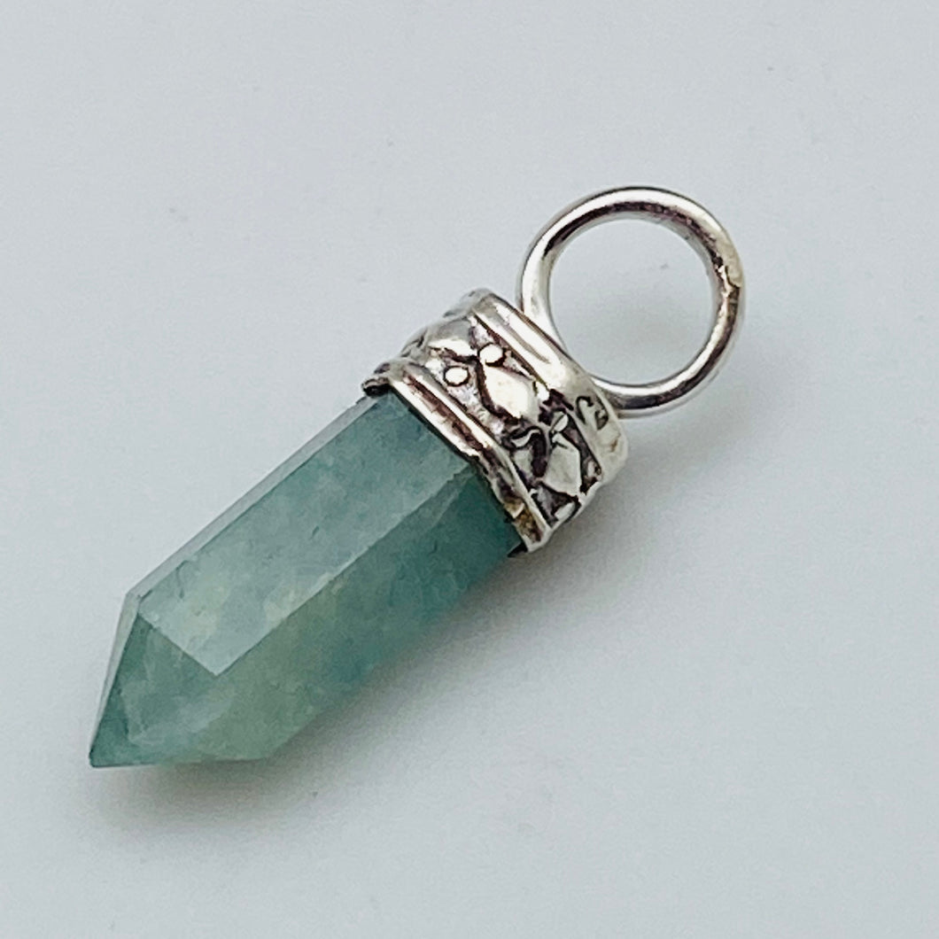 Aqua Marine Pencil Pendant w Sterling Bale