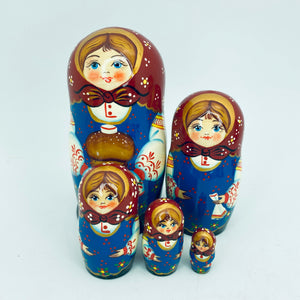 Russian 5 piece Nesting Doll Set, Large