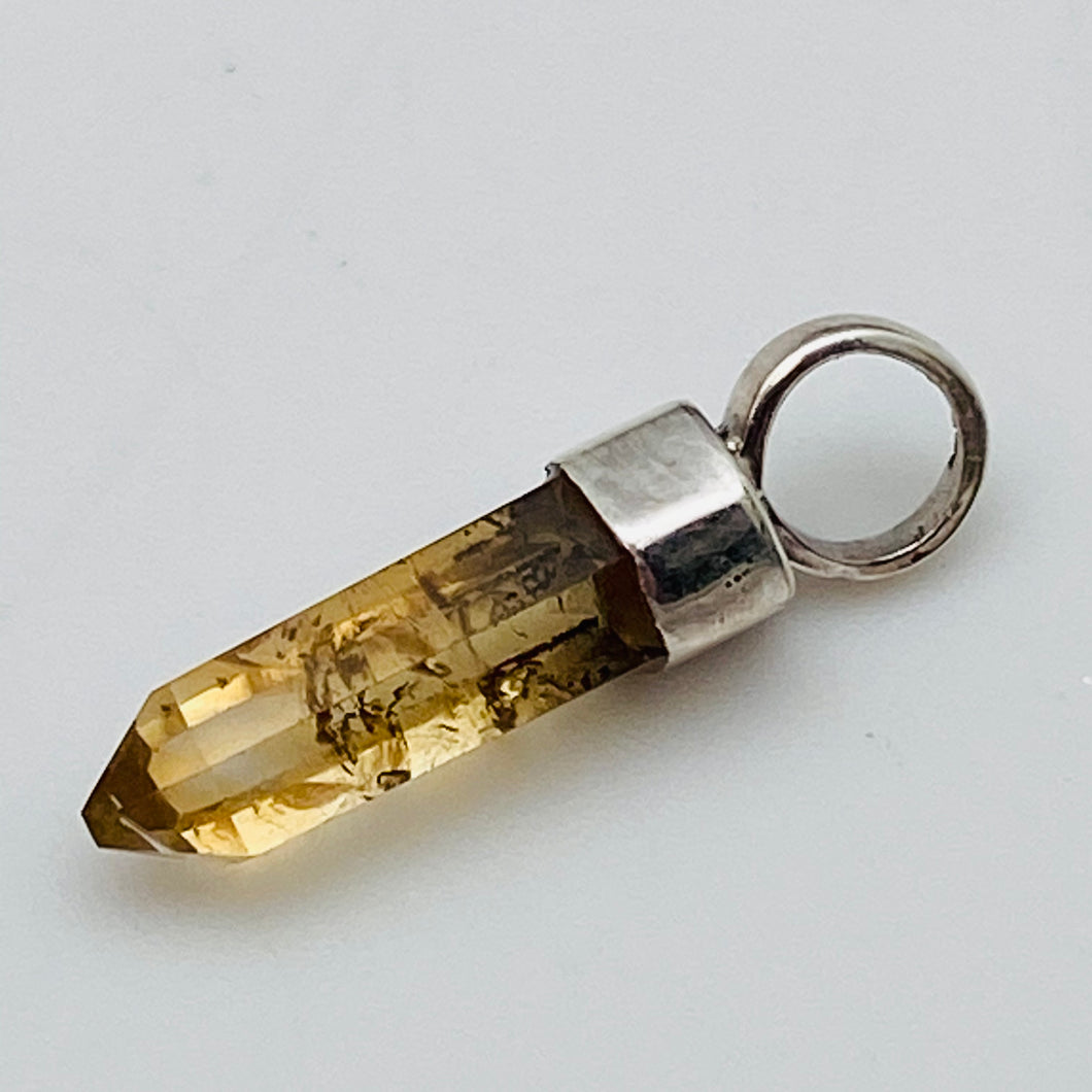 Natural Citrine Pencil Pendant w Sterling Bale