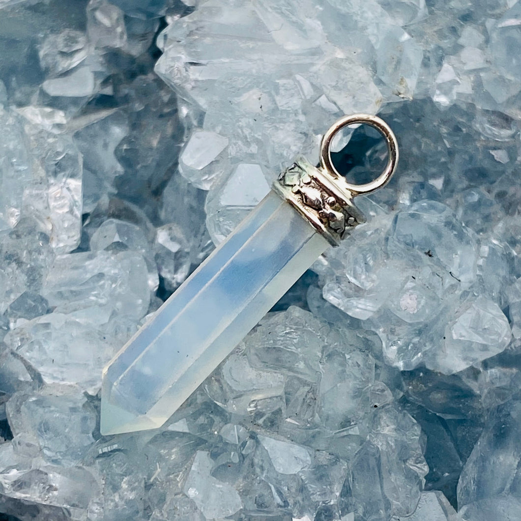 Opalite Pencil Pendant w Sterling Bale